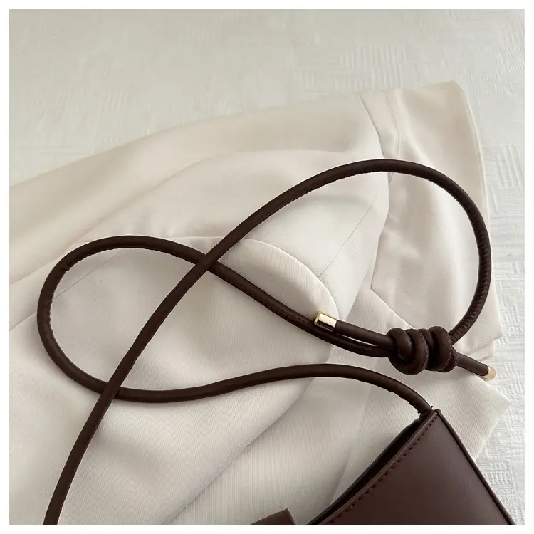 Korean Style Brown Shoulder Bag with Gold Logo — feature 10