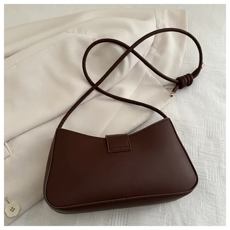 Korean Style Brown Shoulder Bag with Gold Logo — feature 13