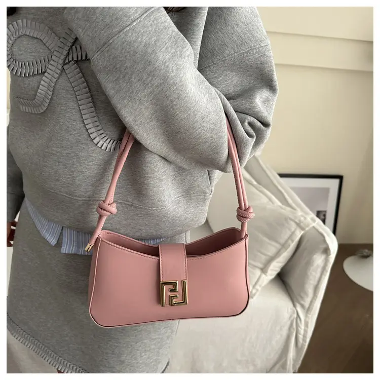 Korean Style Brown Shoulder Bag with Gold Logo — feature 20