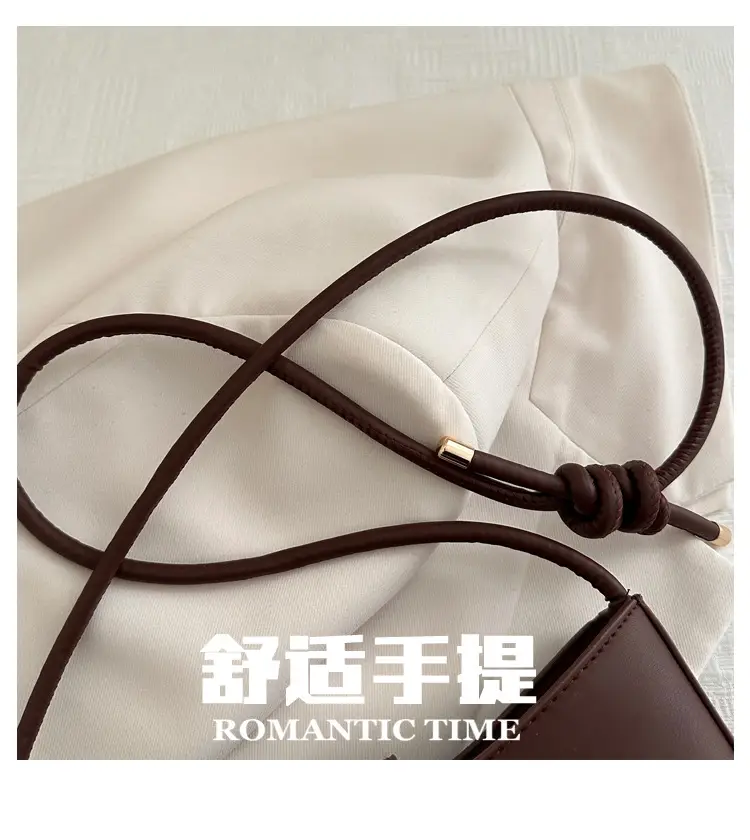Korean Style Brown Shoulder Bag with Gold Logo — feature 7