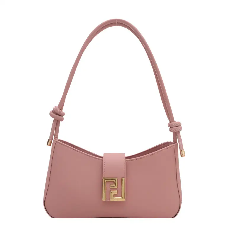 Korean Style Brown Shoulder Bag with Gold Logo - Image 5