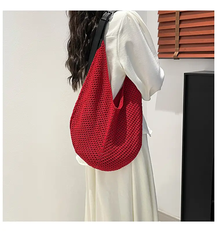 Beige Woven Women's Straw Shoulder Bag Travel Luggage — feature 20