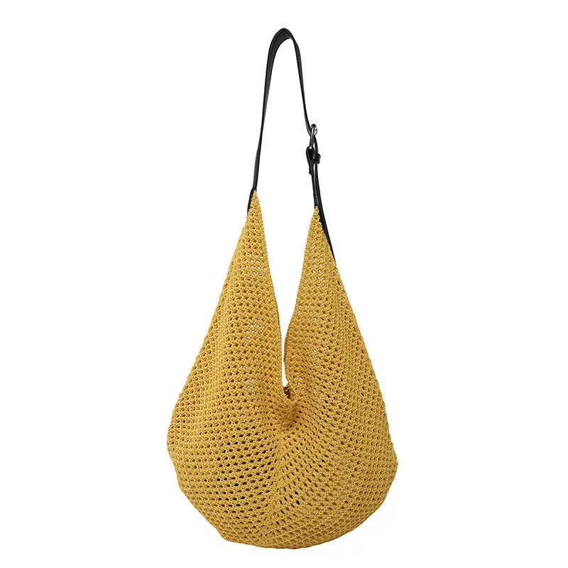 Beige Woven Women's Straw Shoulder Bag Travel Luggage - Image 2