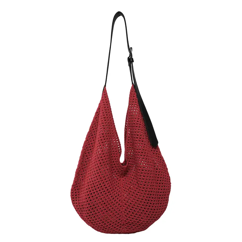 Beige Woven Women's Straw Shoulder Bag Travel Luggage - Image 3