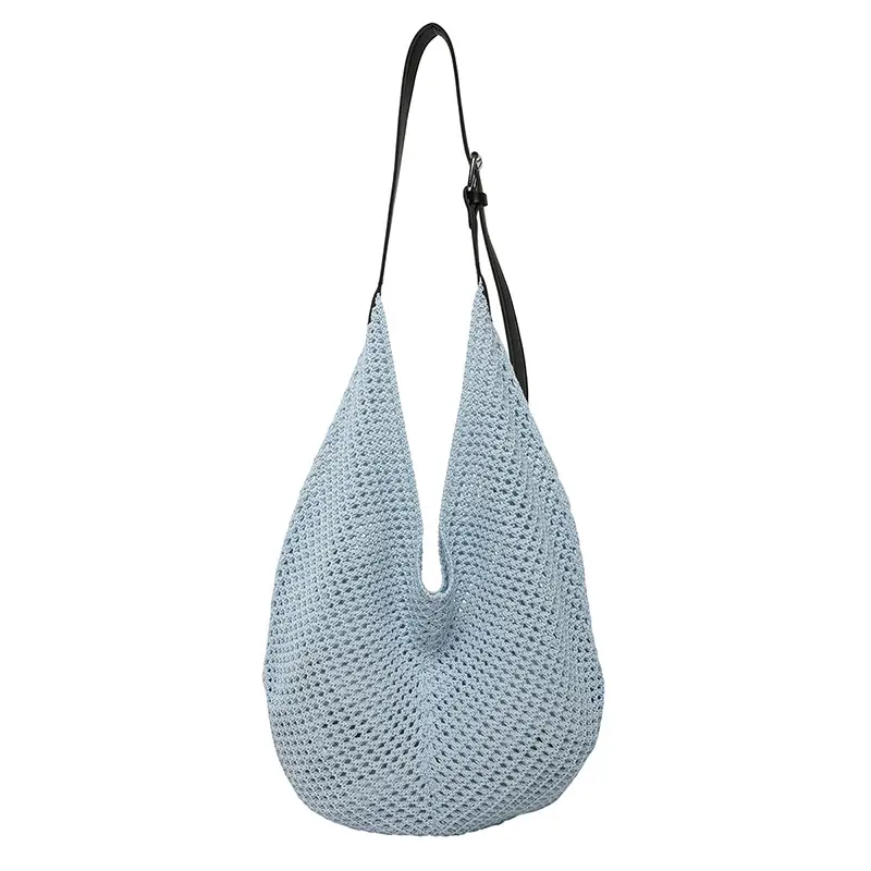 Beige Woven Women's Straw Shoulder Bag Travel Luggage - Image 5