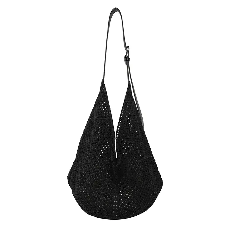 Beige Woven Women's Straw Shoulder Bag Travel Luggage - Image 6