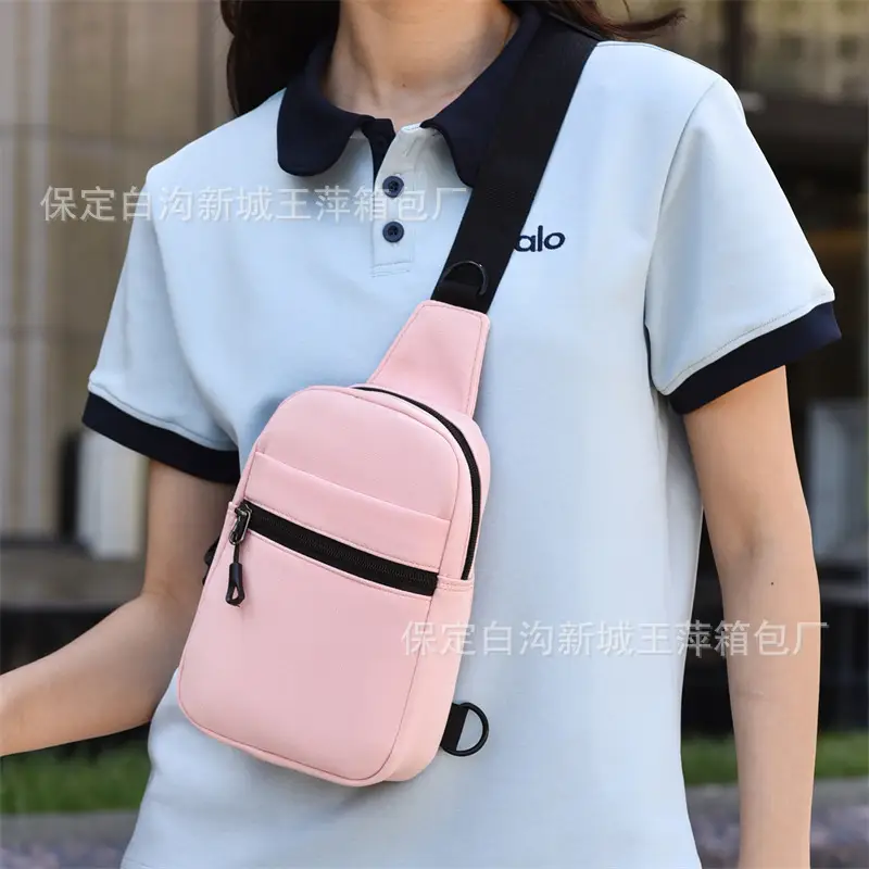 Pink Crossbody Bag with Black Strap for Women