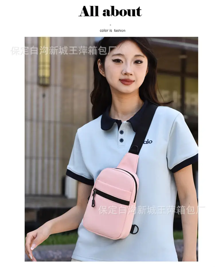 Pink Crossbody Bag with Black Strap for Women — feature 35