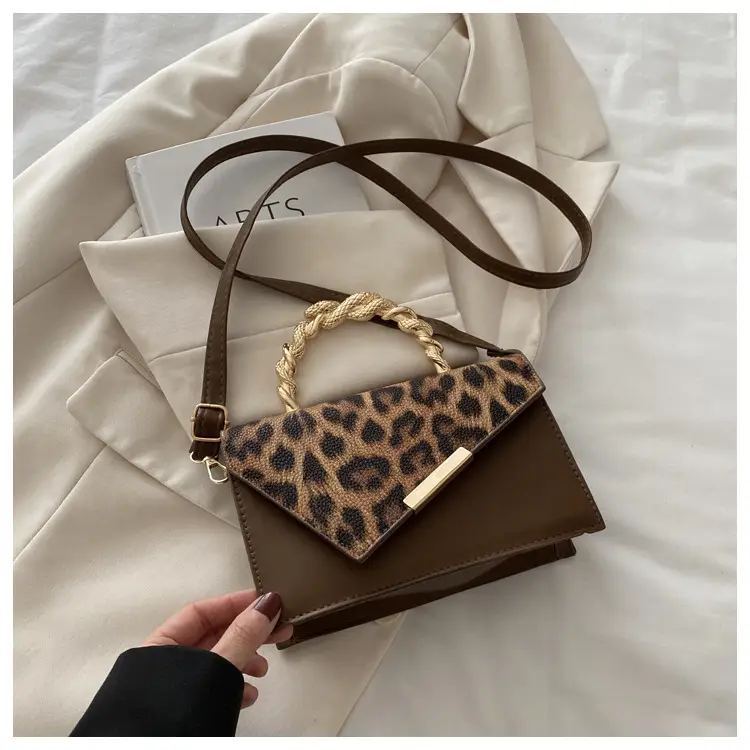 Leopard Print Satchel Bag for Women Red Metal Handle — feature 19