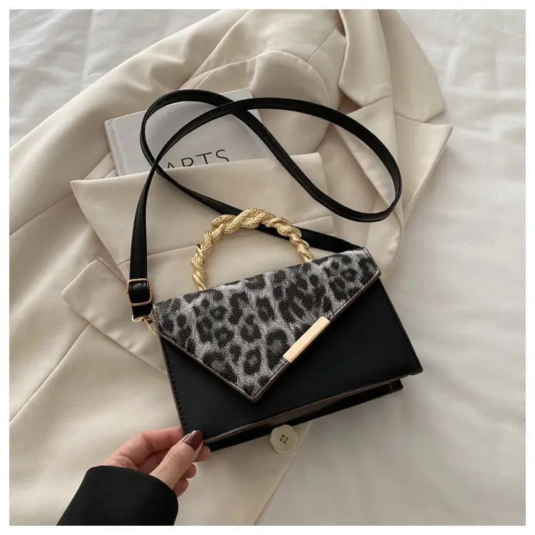 Leopard Print Satchel Bag for Women Red Metal Handle — feature 20
