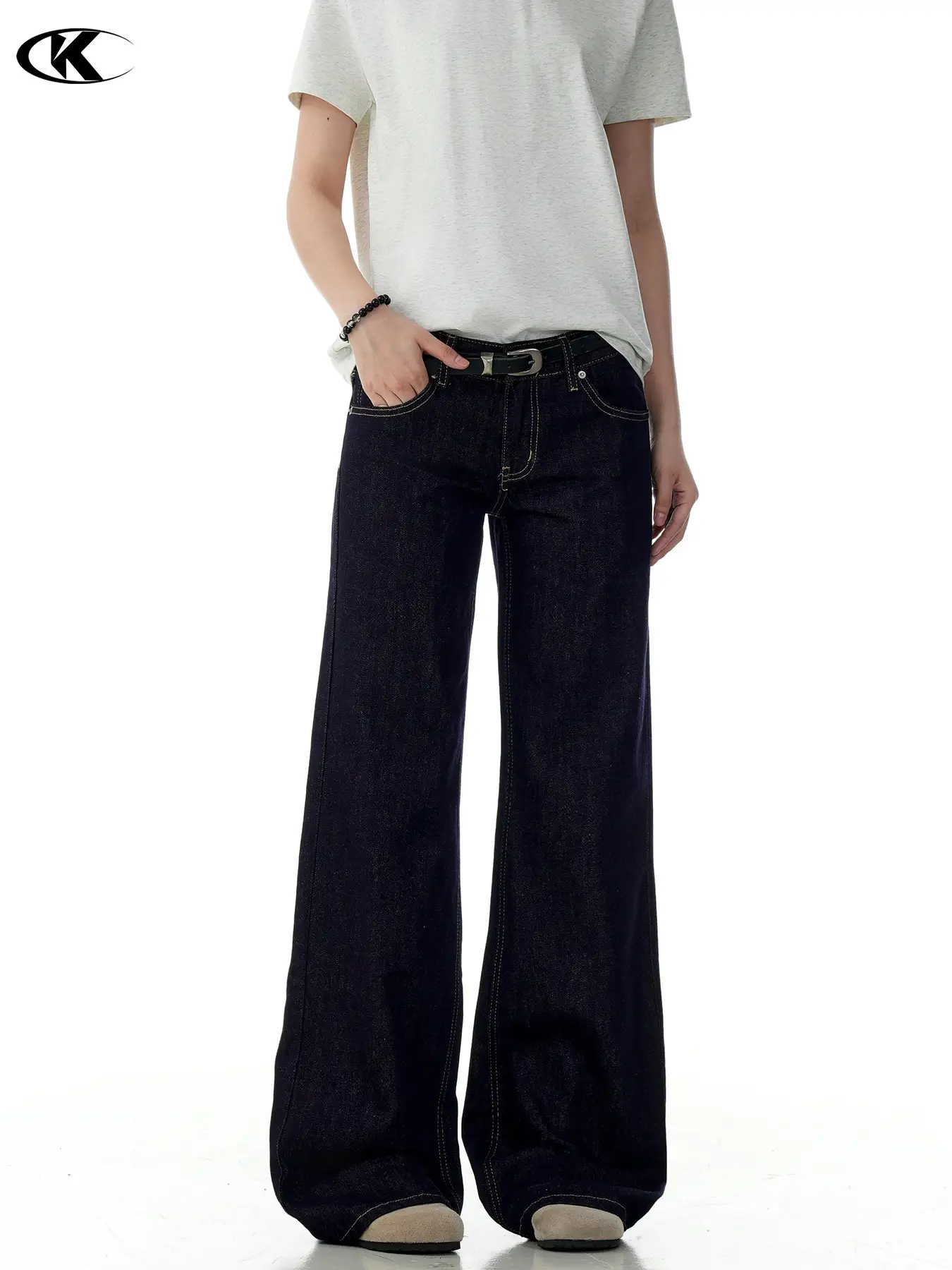 Dark Blue Vintage Loose Fit Jeans for Women
