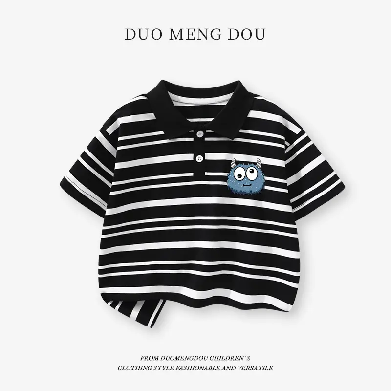 Duomengdou Boys Striped Polo T-Shirt 2025 Summer