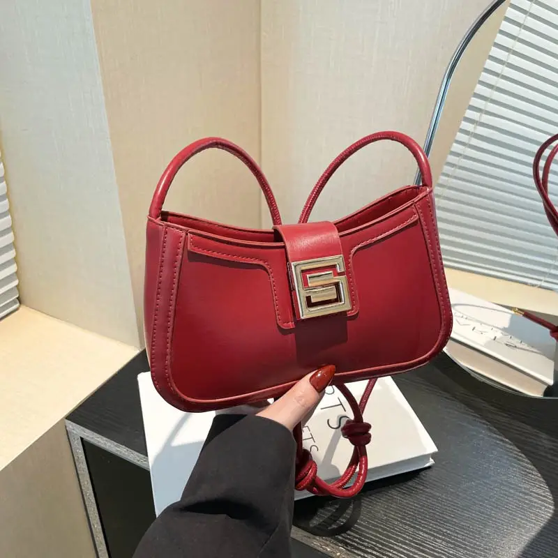 Red French Niche Shoulder Bag 2025 Trendy Korean Fashion - Image 5