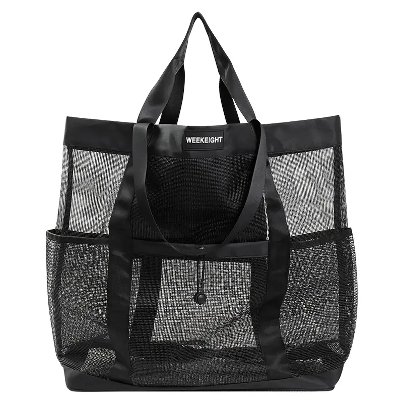 Large Capacity Swimming Fitness Bag Black Mesh Travel Storage - Image 6