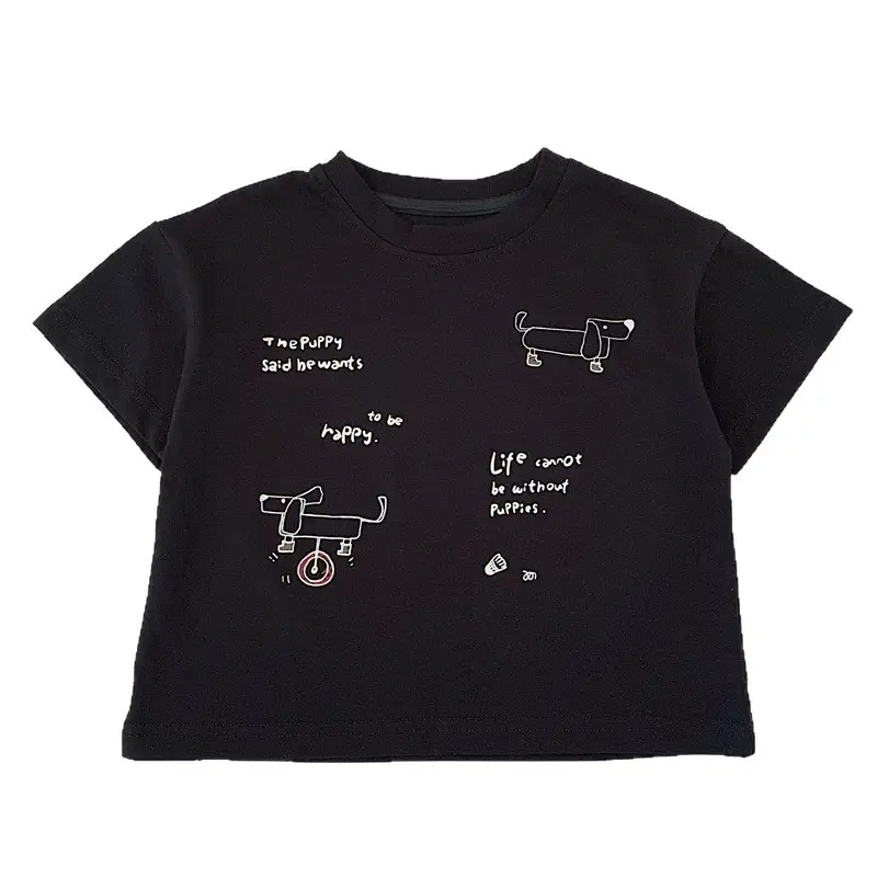 Boys Cartoon T-Shirt Black 2026 Summer