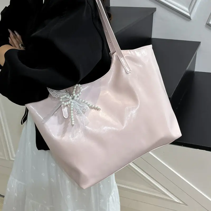 Women's Light Yellow Embroidered Tote Bag Large Capacity - Image 14