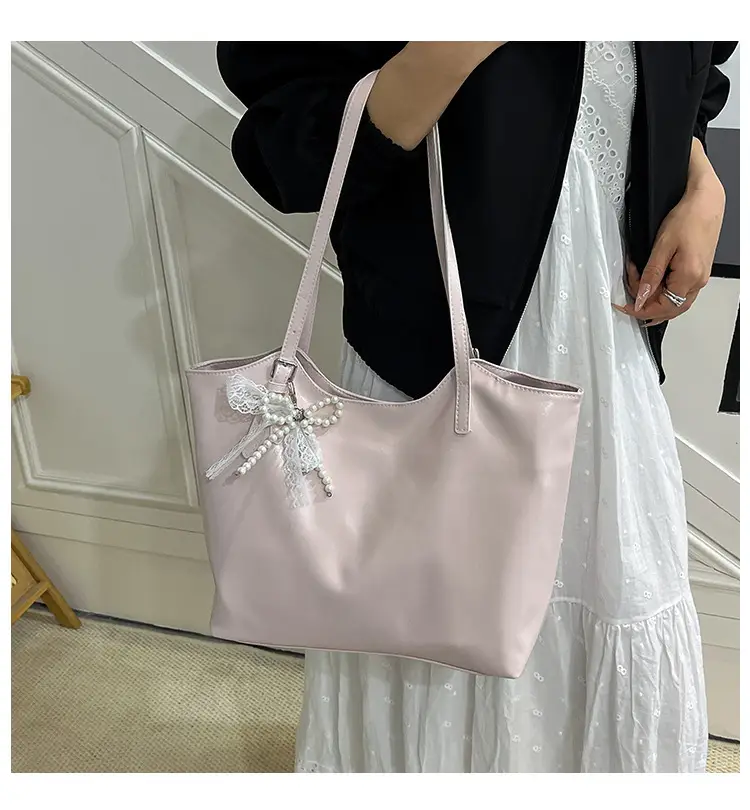 Women's Light Yellow Embroidered Tote Bag Large Capacity — feature 1