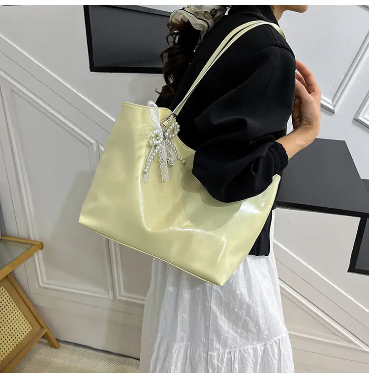 Women's Light Yellow Embroidered Tote Bag Large Capacity — feature 12