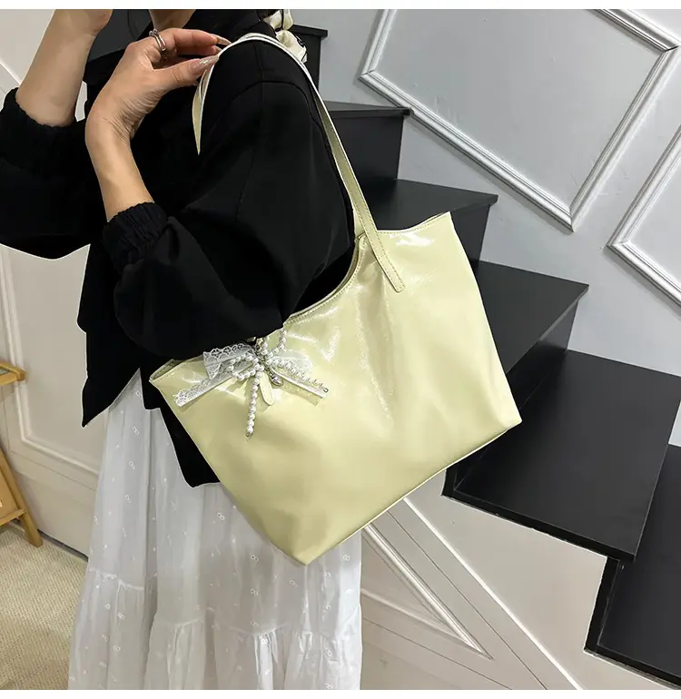 Women's Light Yellow Embroidered Tote Bag Large Capacity — feature 16