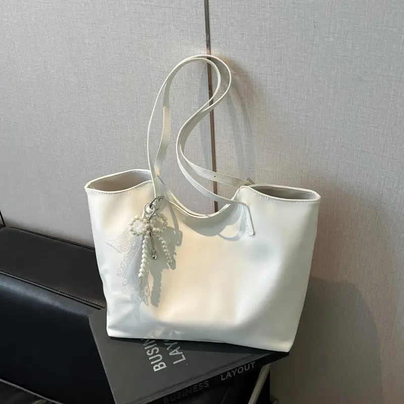 Women's Light Yellow Embroidered Tote Bag Large Capacity - Image 4