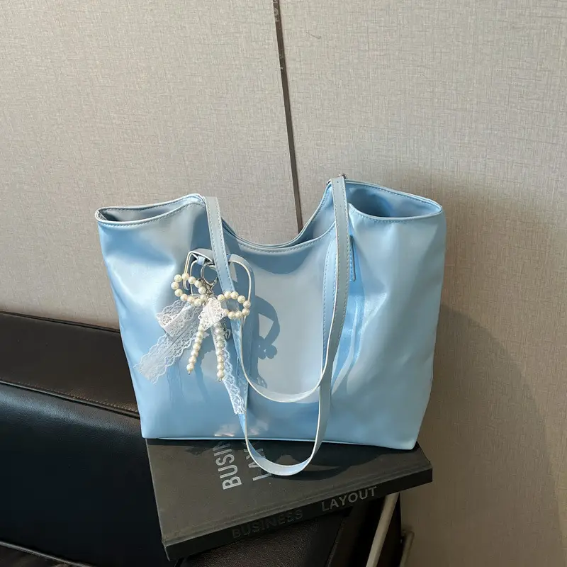 Women's Light Yellow Embroidered Tote Bag Large Capacity - Image 5