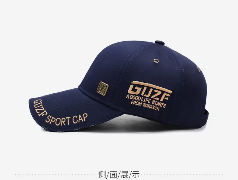 Unisex Embroidered Letter Cap Navy Blue Baseball — feature 10