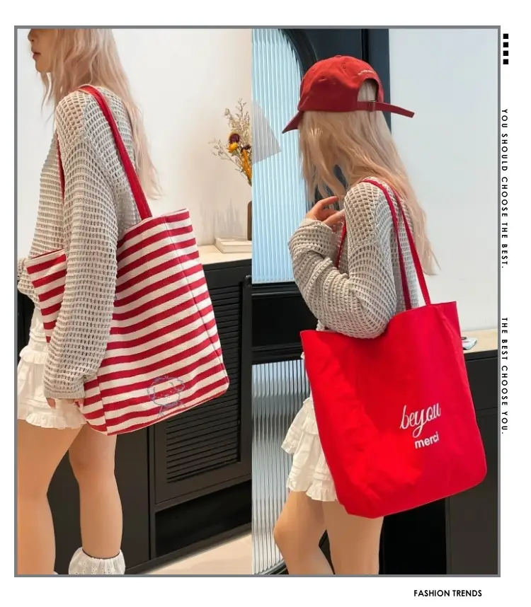 Blue Embroidered Canvas Student Bag 2025 — feature 1