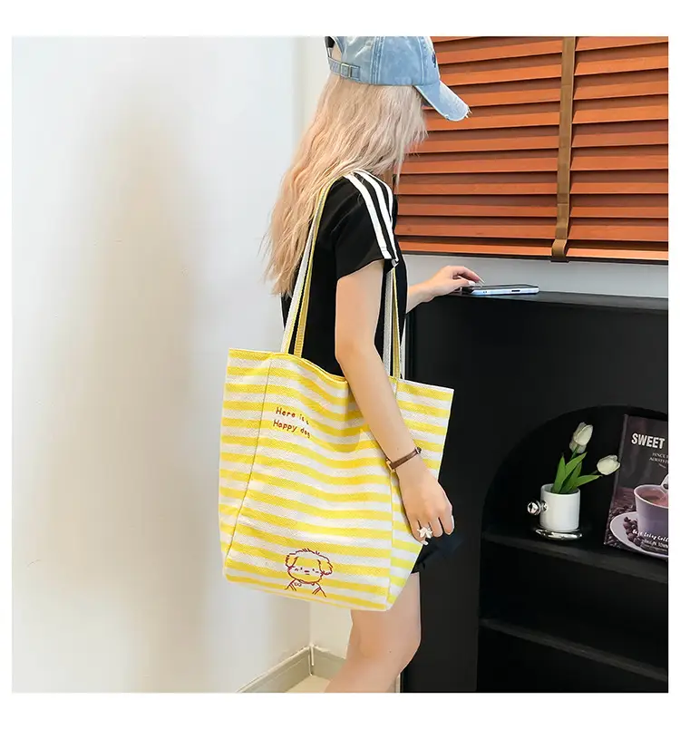 Blue Embroidered Canvas Student Bag 2025 — feature 14
