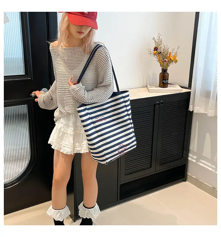 Blue Embroidered Canvas Student Bag 2025 — feature 22