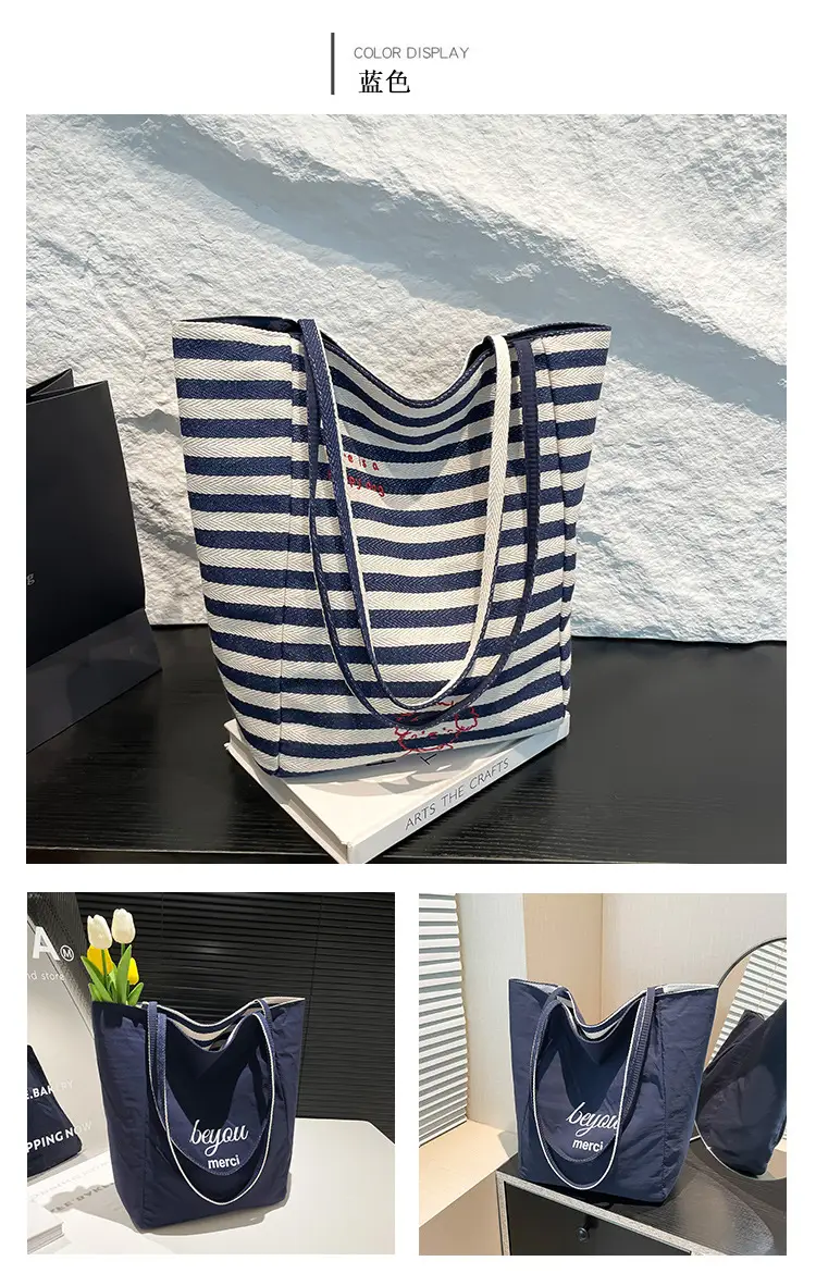 Blue Embroidered Canvas Student Bag 2025 — feature 25