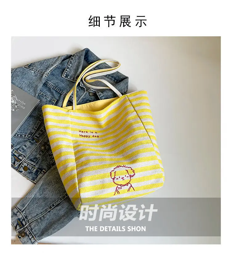 Blue Embroidered Canvas Student Bag 2025 — feature 3