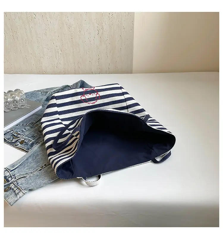 Blue Embroidered Canvas Student Bag 2025 — feature 9