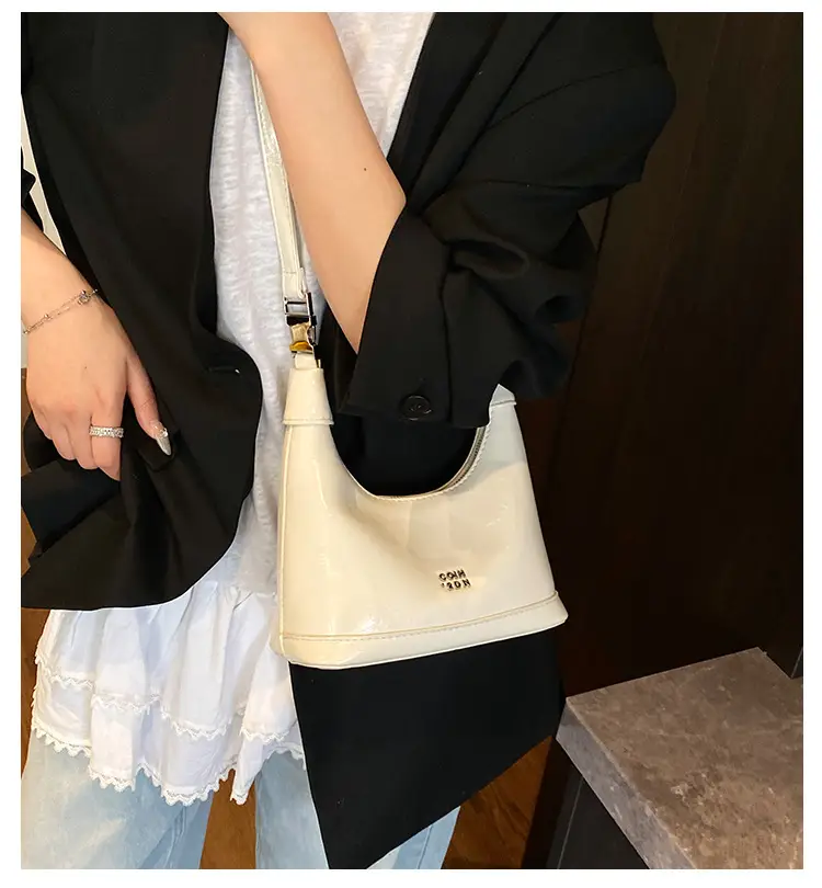 Women's White Leather Satchel Bag with Crossbody Strap — feature 1