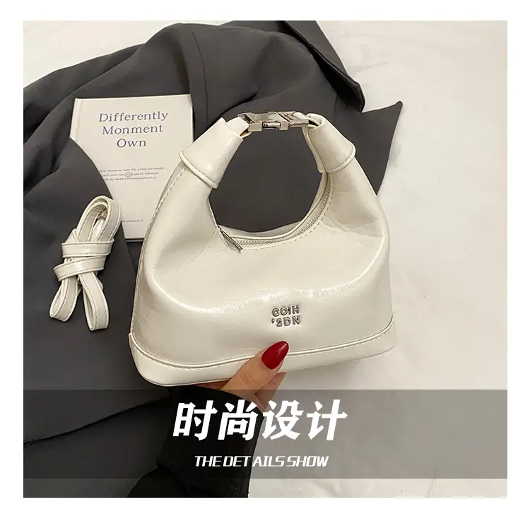 Women's White Leather Satchel Bag with Crossbody Strap — feature 5
