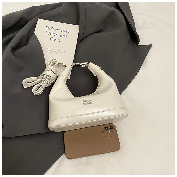 Women's White Leather Satchel Bag with Crossbody Strap — feature 8