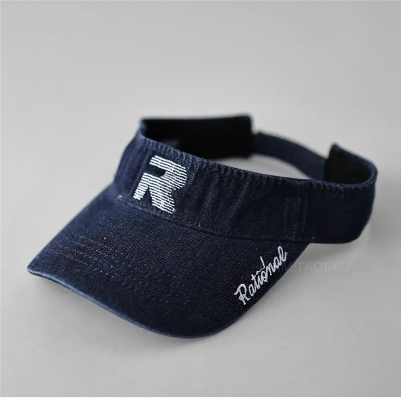 Denim Visor Cap with Letter Embroidery Unisex Sports Cap