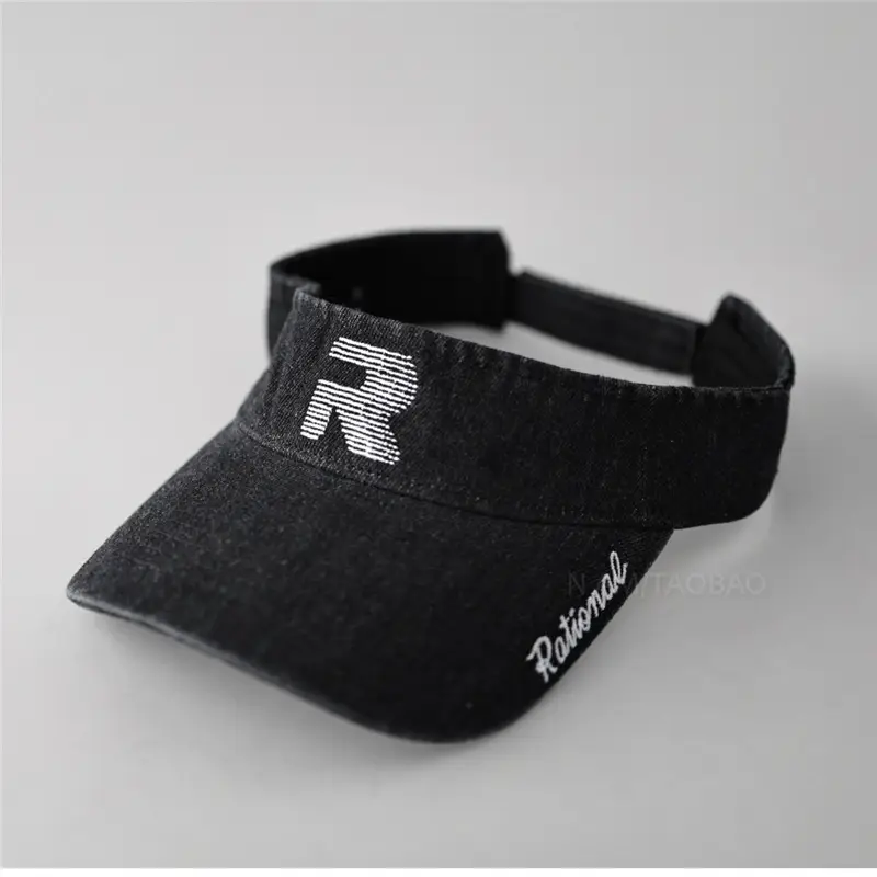 Denim Visor Cap with Letter Embroidery Unisex Sports Cap