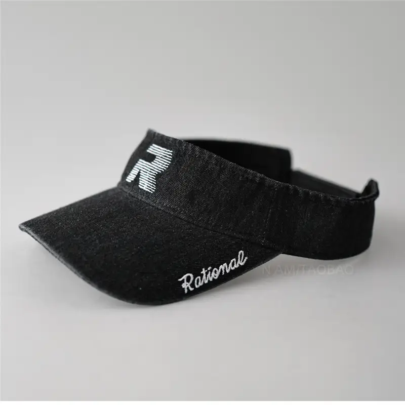 Denim Visor Cap with Letter Embroidery Unisex Sports Cap