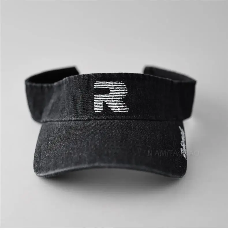 Denim Visor Cap with Letter Embroidery Unisex Sports Cap — feature 5