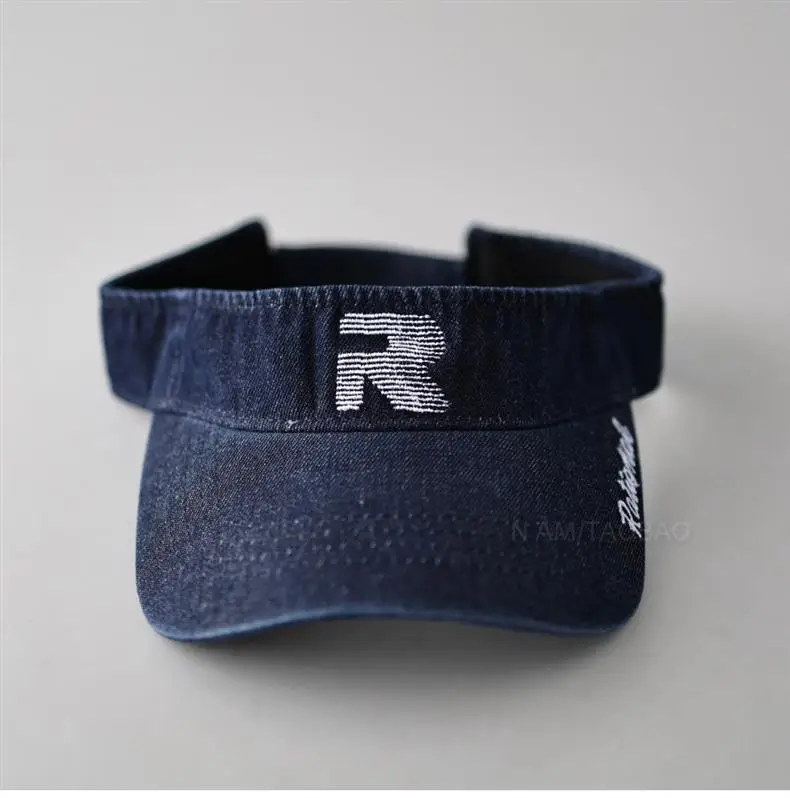 Denim Visor Cap with Letter Embroidery Unisex Sports Cap — feature 7