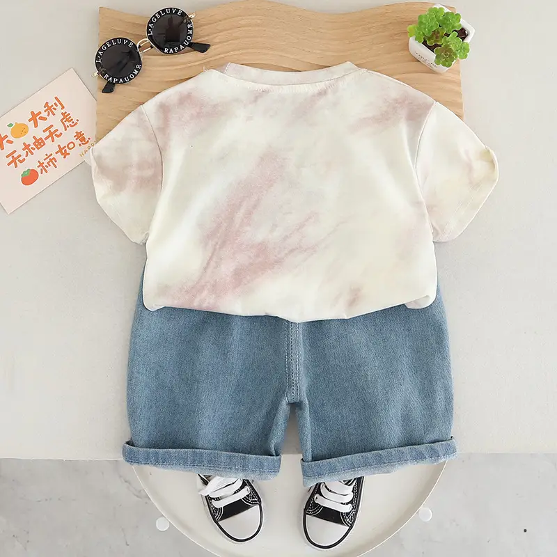 Baby Summer Letter Print T-Shirt Shorts Set - Image 4