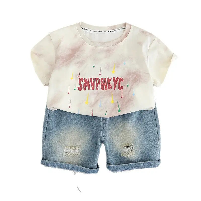 Baby Summer Letter Print T-Shirt Shorts Set - Image 5