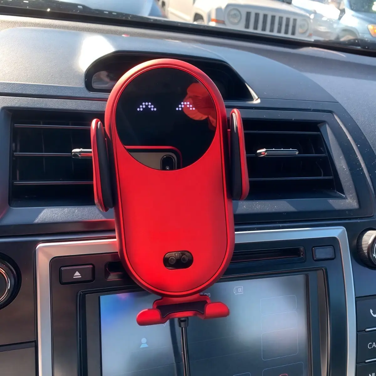 Red Wireless Phone Holder for Car with Fast Charging