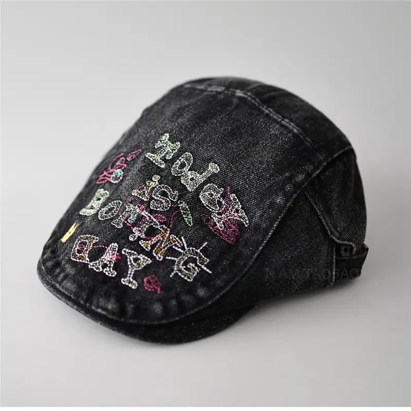 Black Embroidered Forward Cap with Colorful Letter Design - Image 8
