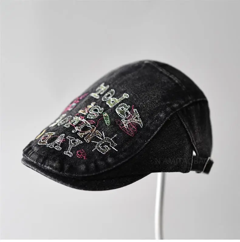 Black Embroidered Forward Cap with Colorful Letter Design — feature 5