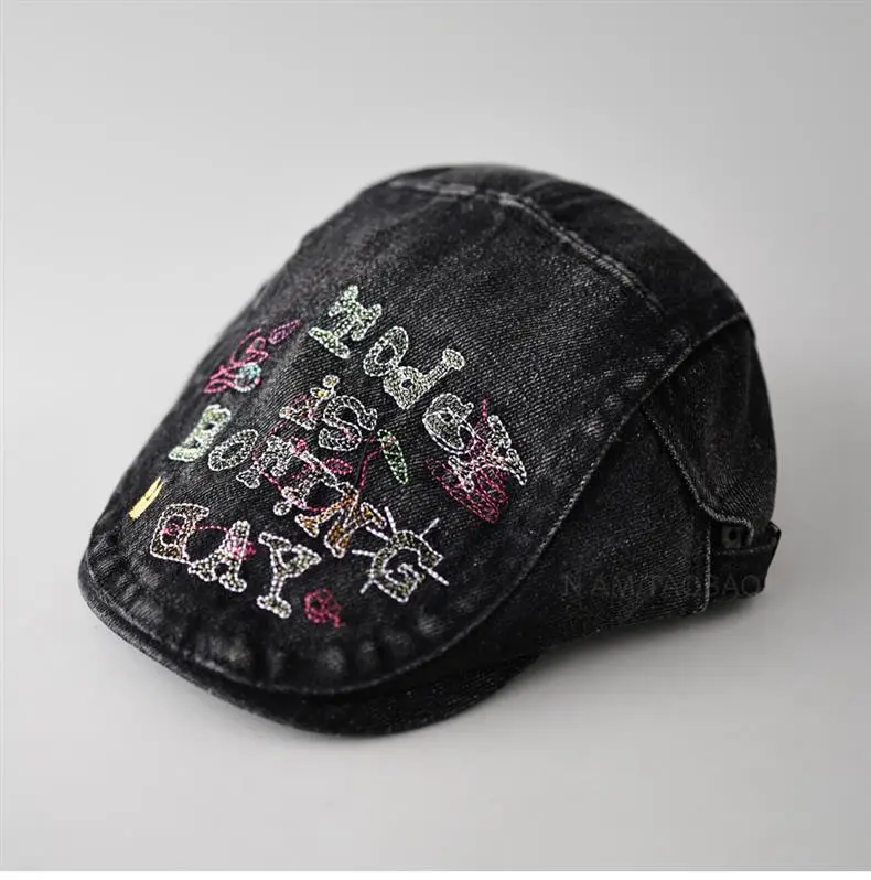 Black Embroidered Forward Cap with Colorful Letter Design — feature 8
