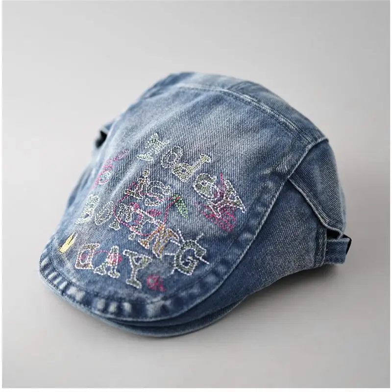 Black Embroidered Forward Cap with Colorful Letter Design - Image 2