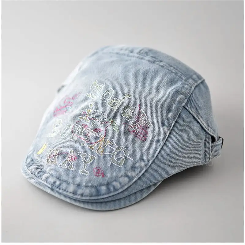 Black Embroidered Forward Cap with Colorful Letter Design - Image 3