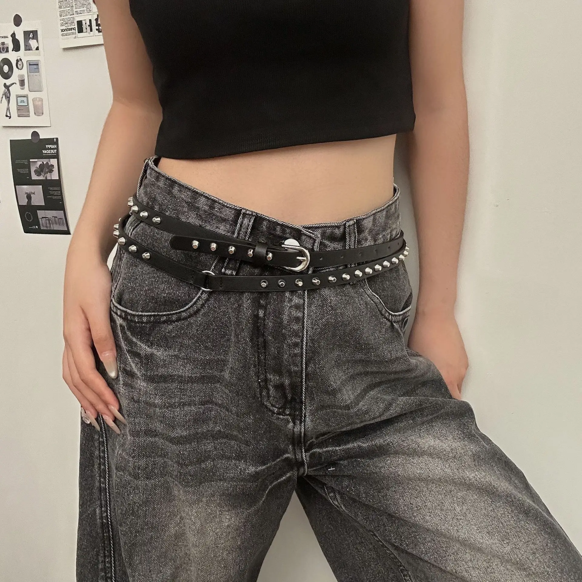 Punk Metal Belt Black Brown Subculture Y2K