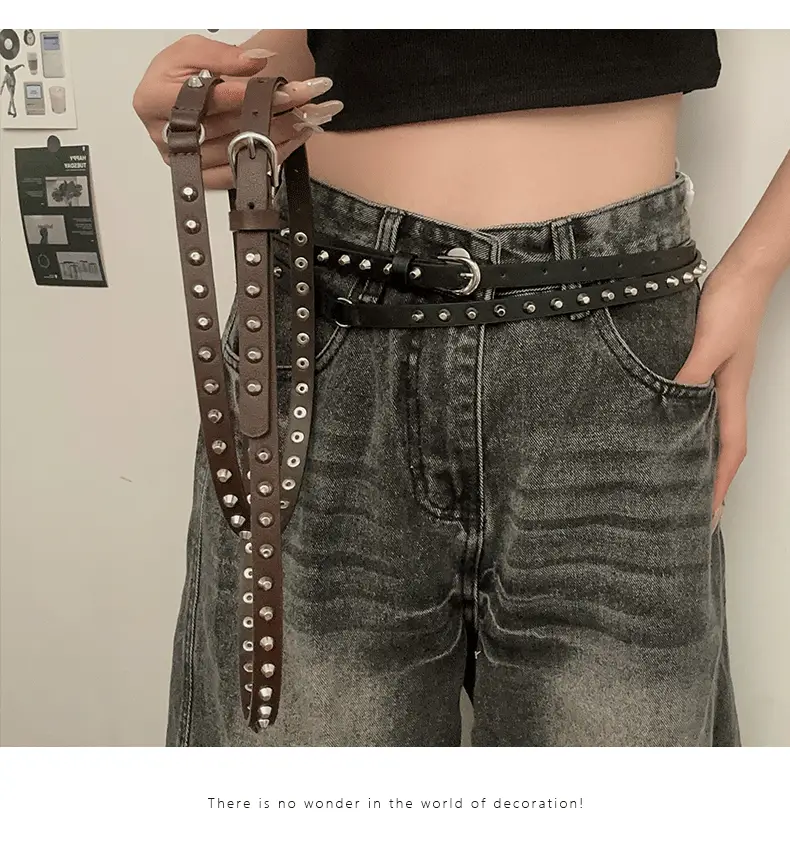 Punk Metal Belt Black Brown Subculture Y2K — feature 3